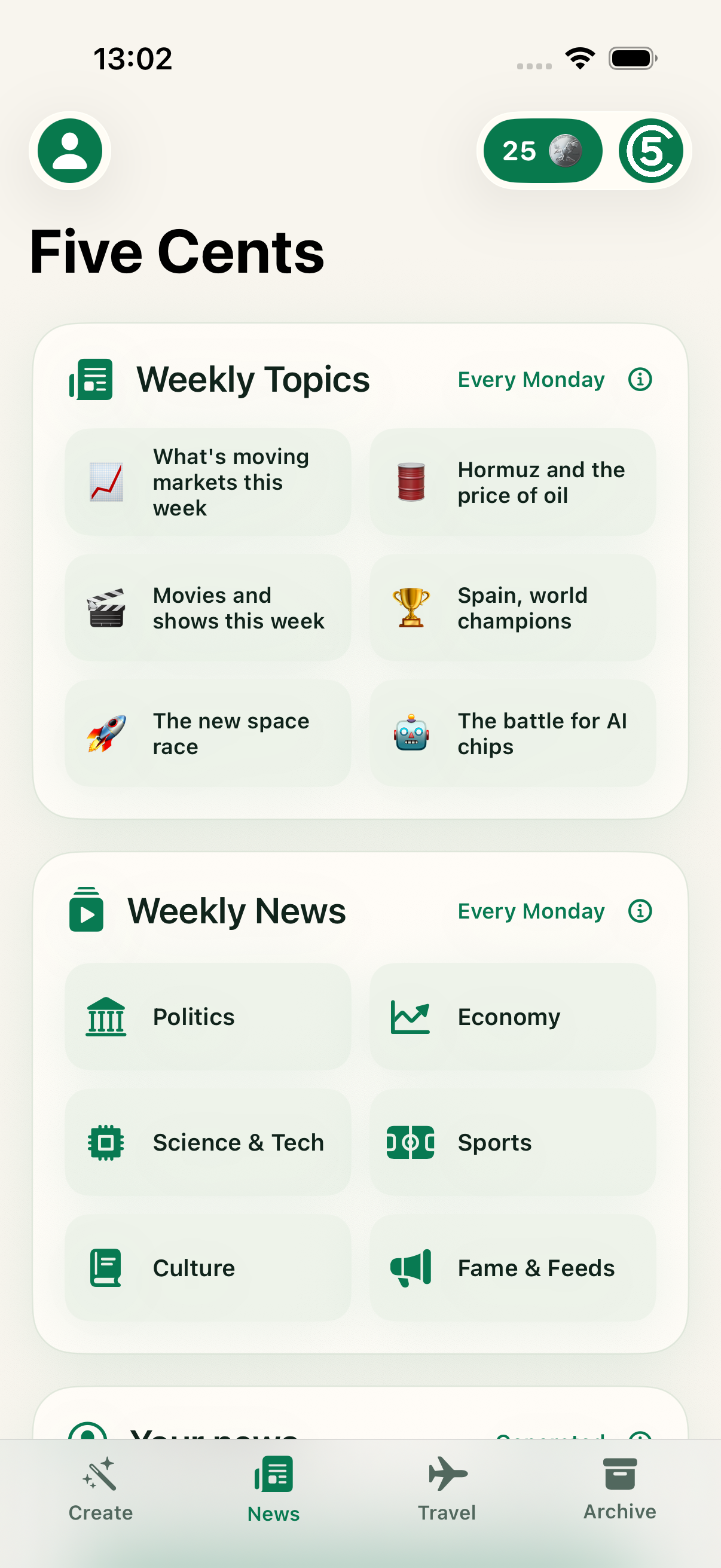 Weekly topics and news in Five Cents