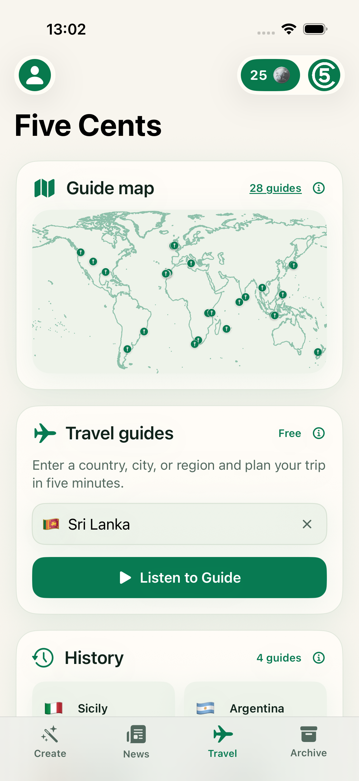 Travel guide map and creation in Five Cents