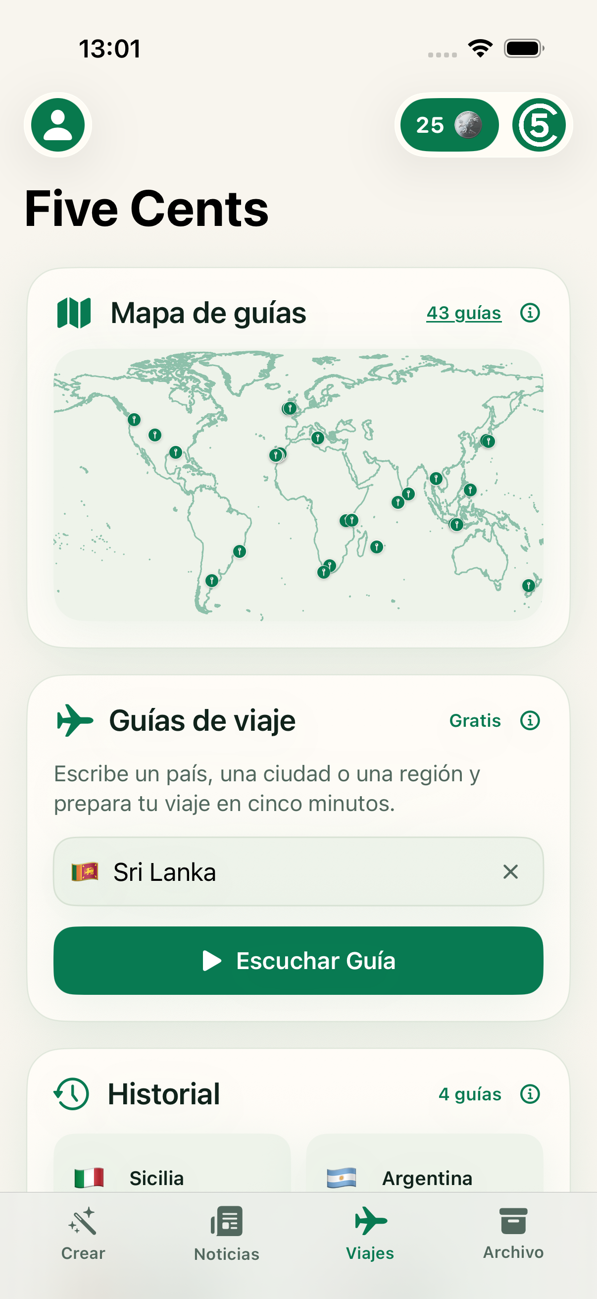 Mapa y creación de guías de viaje en Five Cents